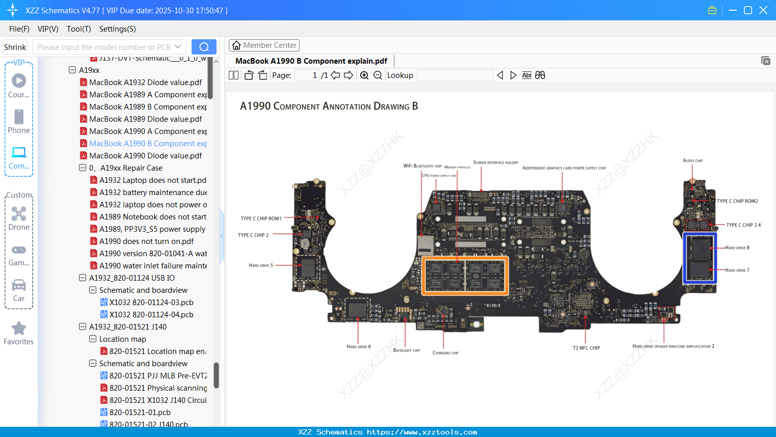 Laptop Apple MacBook A1990 B Component Explain